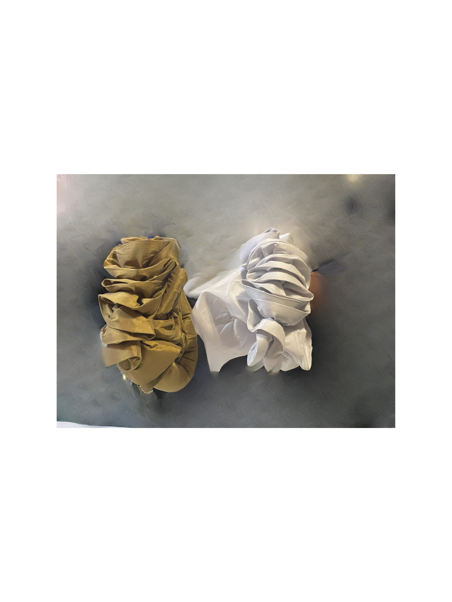 Nigerian Turban White floral with a Gold Scrunchie