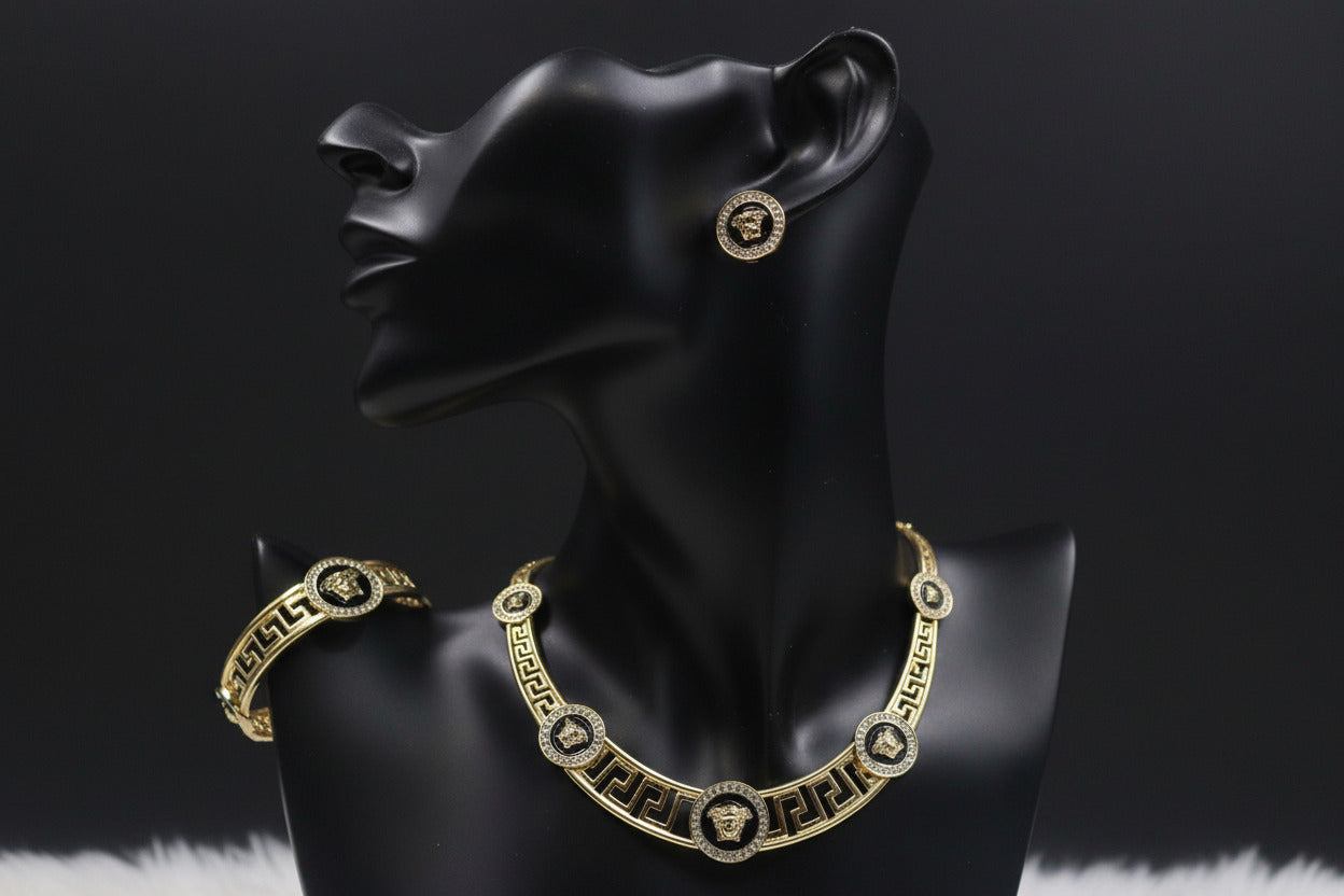 Bentix Brazilian Gold and Black jewellery set with necklaces, bangles, rings, and earrings showcasing authentic Brazilian craftsmanship