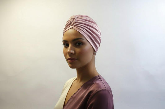 Nigerian pink and blue turban auto-gele headtie for traditional celebrations