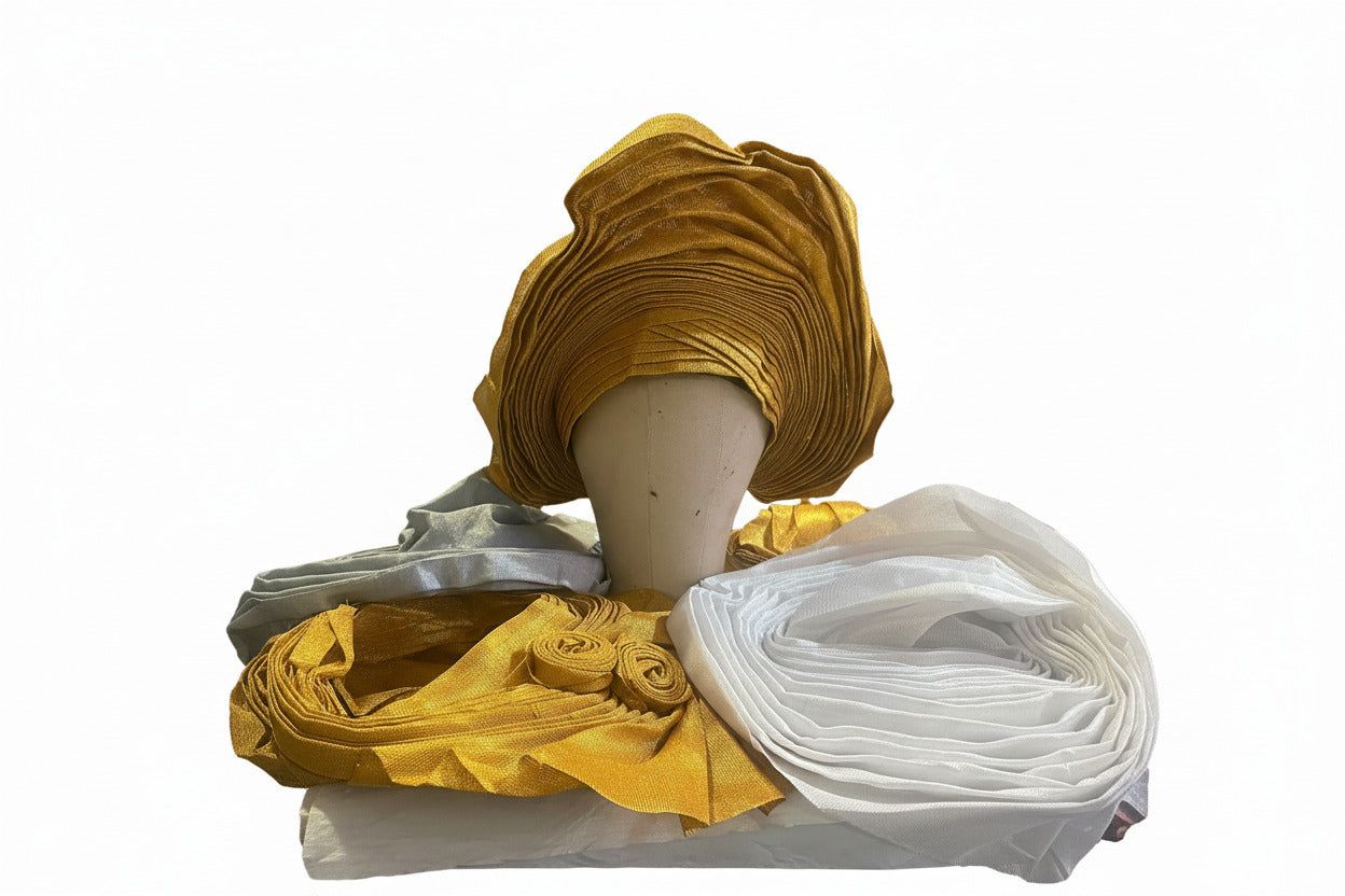 Nigerian Auto-Fan Aso-Oke headties for traditional celebrations and weddings