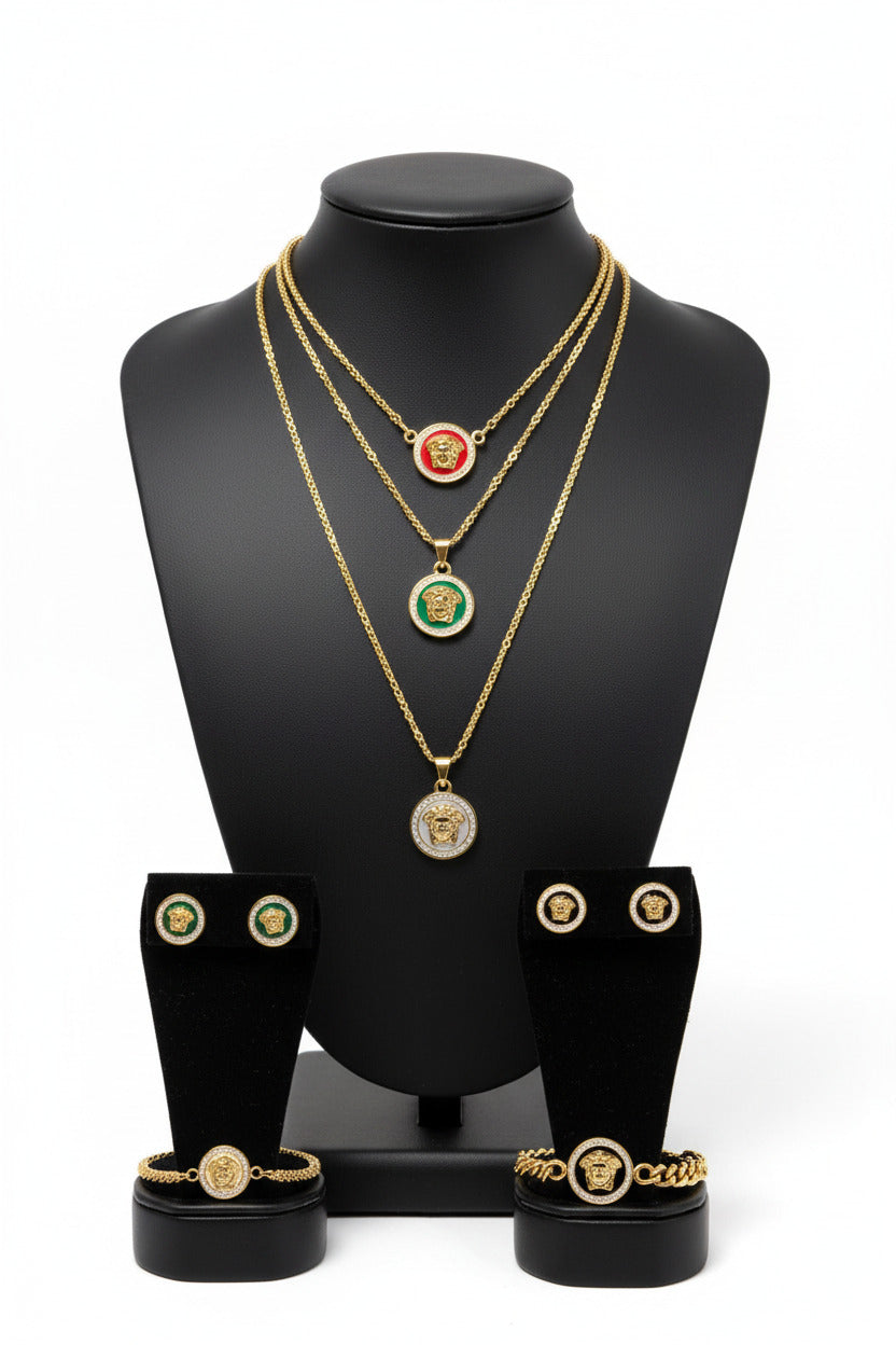 Bentix Brazilian Set of Gold earrings,bracelets and necklaces