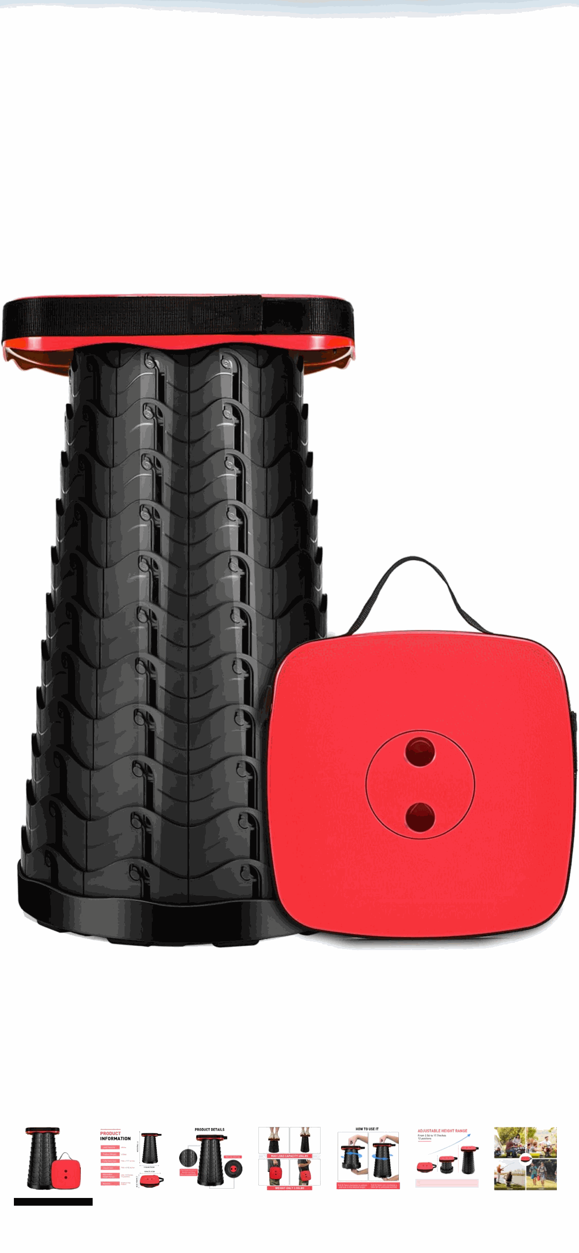 Compact lightweight Portable Telescopic Stool by Bentix with adjustable height and foldable aluminum design for outdoor use