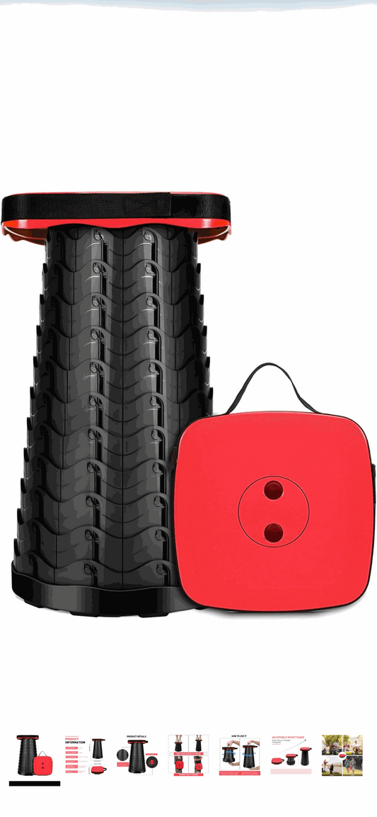 Compact lightweight Portable Telescopic Stool by Bentix with adjustable height and foldable aluminum design for outdoor use