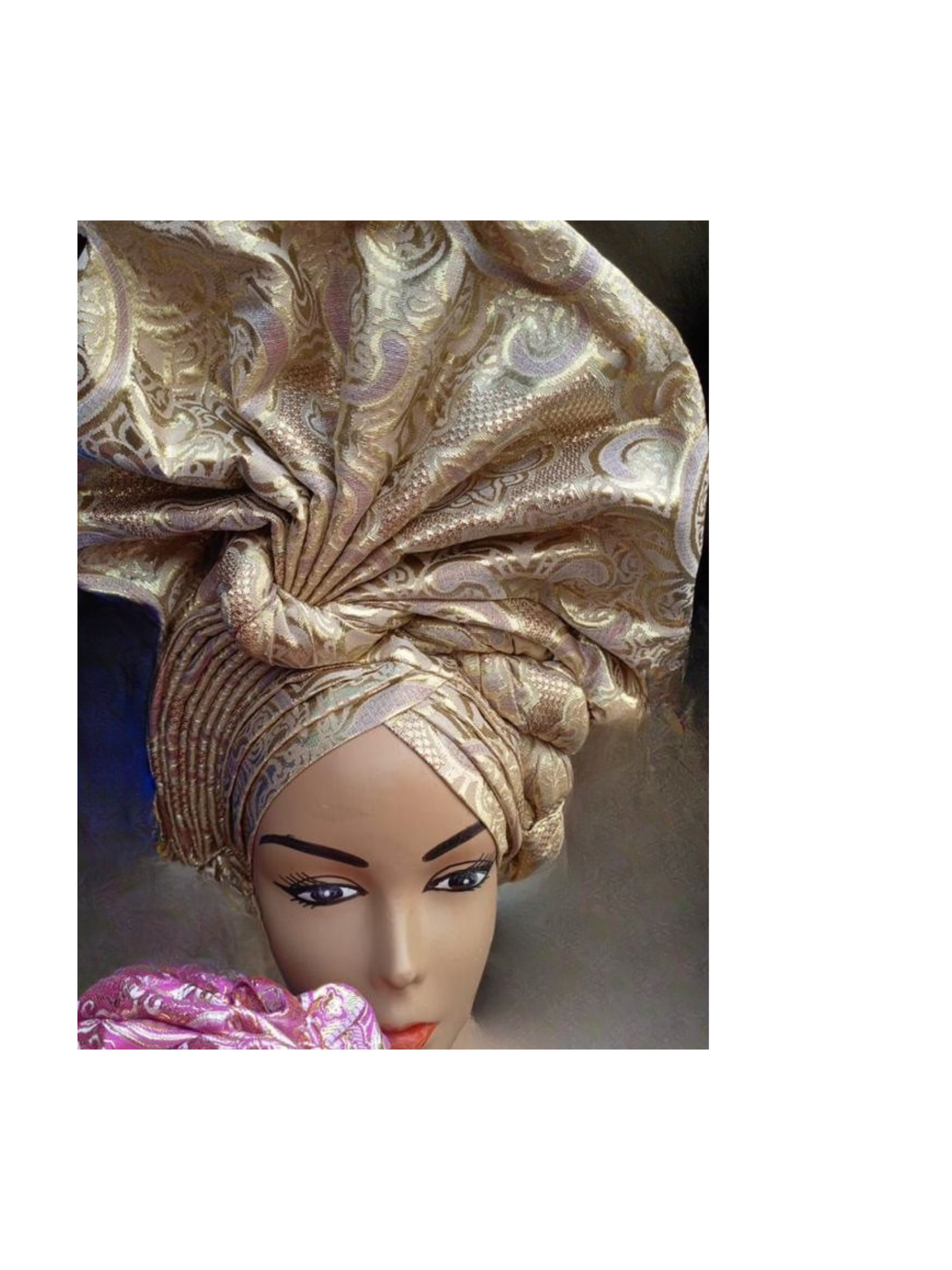Nigerian Auto-Gele with Silver glittery headtie