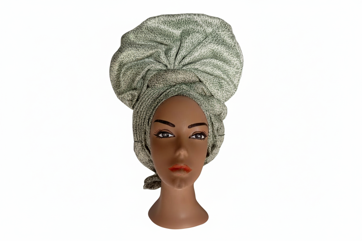 Nigerian Auto-Gele with Silver glittery headtie