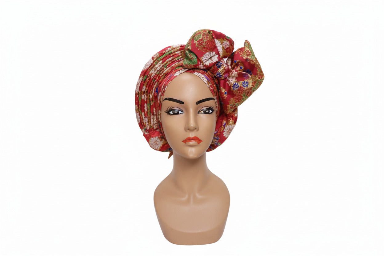 Elegant Nigerian Auto-Gele headtie with front bow pattern for formal celebrations