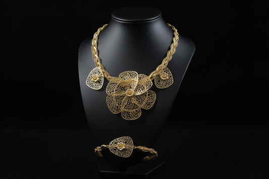 Bentix Brazilian Gold Floral Plaited Jewelry